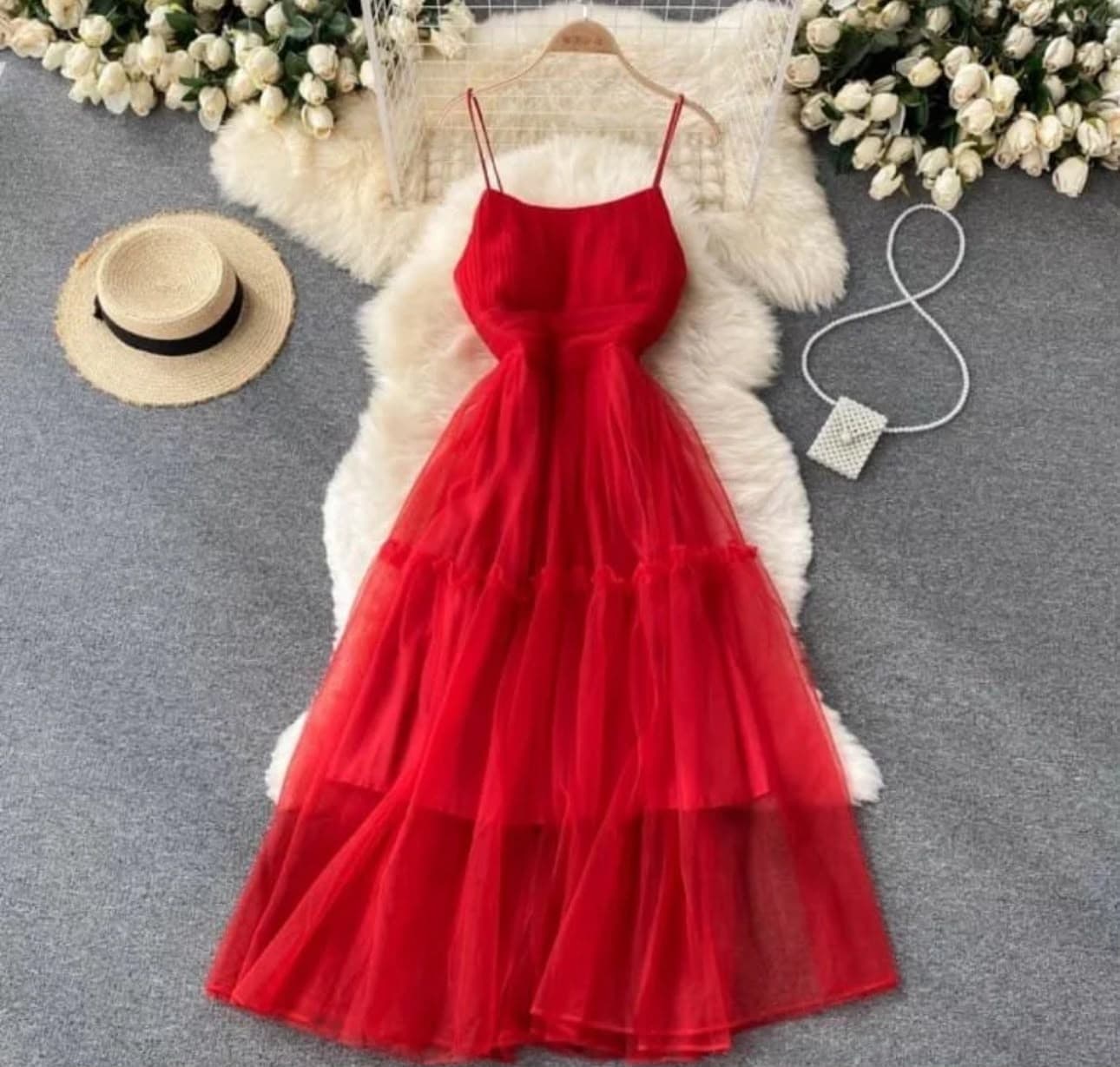 Adrienne Mesh Dress in Cherry